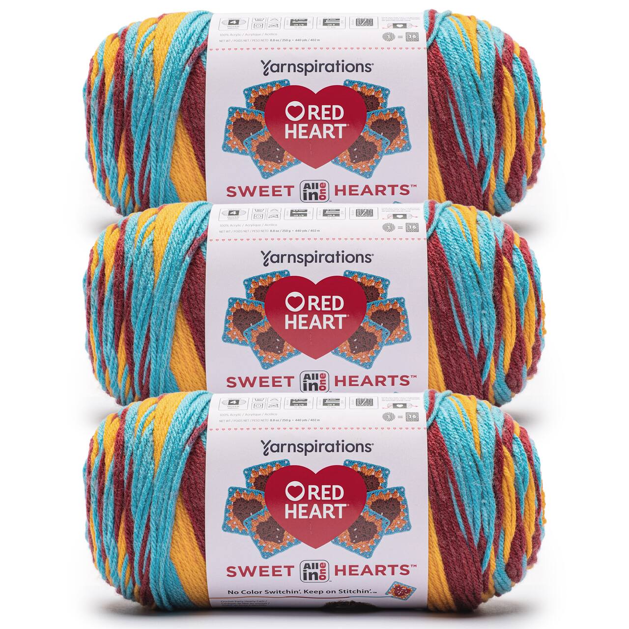 3 Pack Red Heart® All in One™ Sweet Hearts™ Yarn